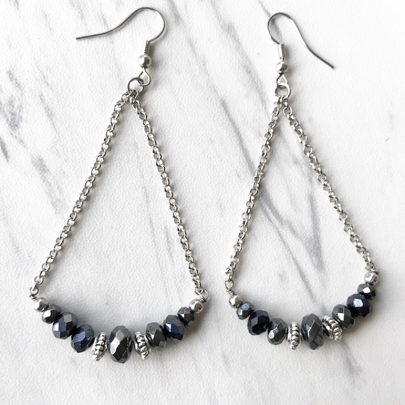Silverskylight Jewelry - Diamond cut hematite & black crystal earrings